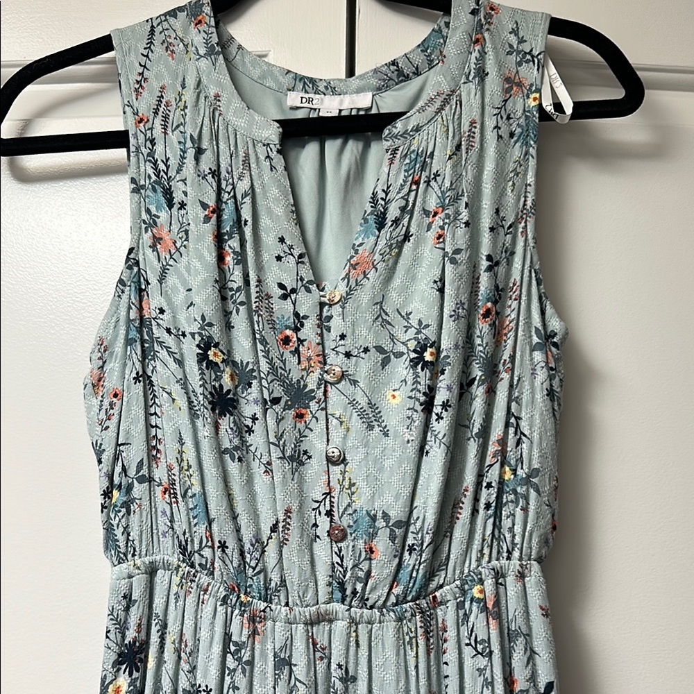 DR2 | Light Blue Floral Sleeveless Maxi Dress | Size XS - Picture 8 of 9